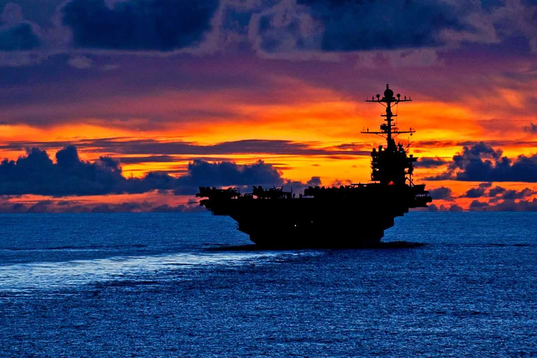 Aircraft carrier at sea