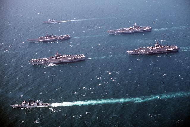Four aircraft carriers during the Gulf War