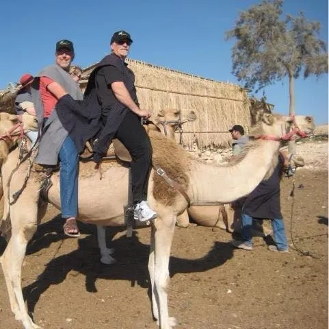 Camel ride during our visit to Israel